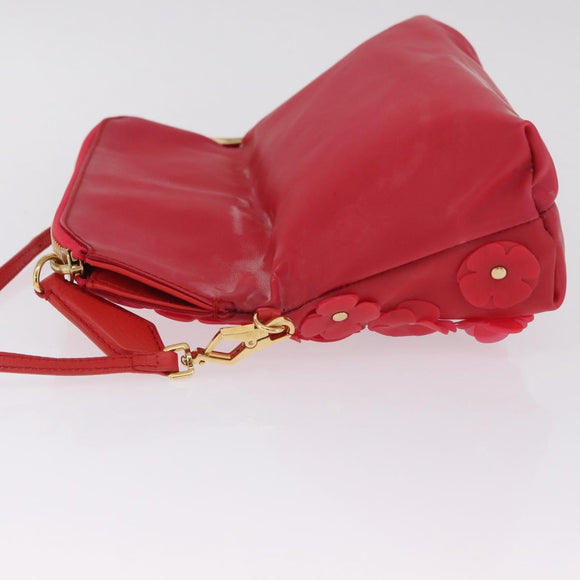 BURBERRY Shoulder Bag Vinyl Gold Red Auth 211384A