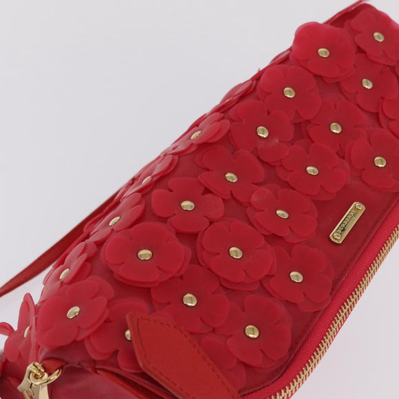 BURBERRY Shoulder Bag Vinyl Gold Red Auth 211384A