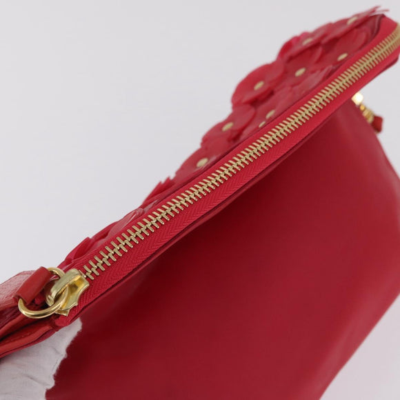 BURBERRY Shoulder Bag Vinyl Gold Red Auth 211384A