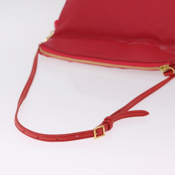 BURBERRY Shoulder Bag Vinyl Gold Red Auth 211384A