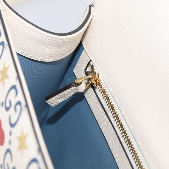 GUCCI Sylvi Small Shoulder Bag Leather 2way Ivory Gold 524405 Auth 211386M