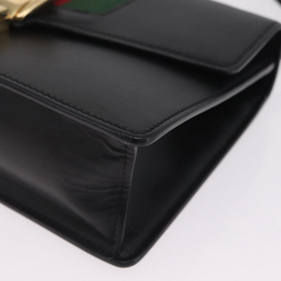 GUCCI Sylvis Small Web Sherry Line Shoulder Bag 2way Black 421882 Auth 211387V