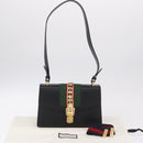 GUCCI Sylvis Small Web Sherry Line Shoulder Bag 2way Black 421882 Auth 211387V-28