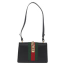 GUCCI Sylvis Small Web Sherry Line Shoulder Bag 2way Black 421882 Auth 211387V-3