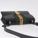 GUCCI Sylvis Small Web Sherry Line Shoulder Bag 2way Black 421882 Auth 211387V-6