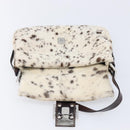 FENDI Mamma Baguette Shoulder Bag Harako leather Ivory Silver Auth 211390SAM-17