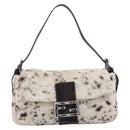 FENDI Mamma Baguette Shoulder Bag Harako leather Ivory Silver Auth 211390SAM-2