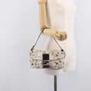 FENDI Mamma Baguette Shoulder Bag Harako leather Ivory Silver Auth 211390SAM-26