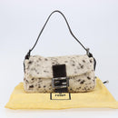 FENDI Mamma Baguette Shoulder Bag Harako leather Ivory Silver Auth 211390SAM-27