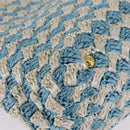 PRADA Hand Bag Raffia Light Blue Gold Auth 211391V-10