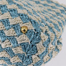 PRADA Hand Bag Raffia Light Blue Gold Auth 211391V-11