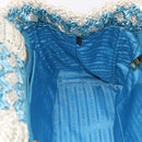 PRADA Hand Bag Raffia Light Blue Gold Auth 211391V-18