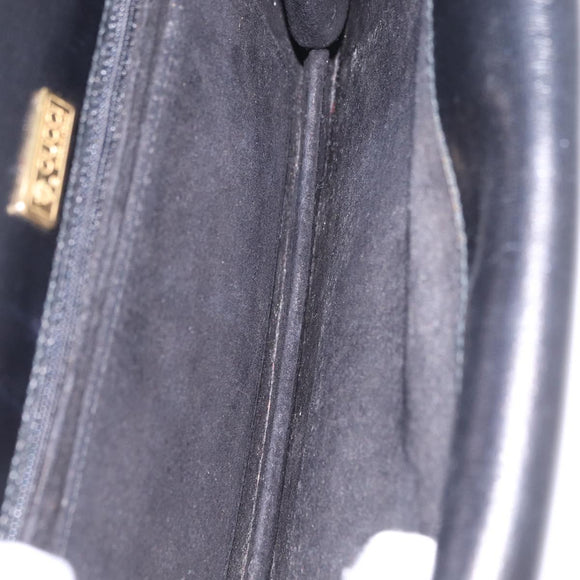 GUCCI Shoulder Bag Leather Black Gold Auth 211394V