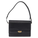 GUCCI Shoulder Bag Leather Black Gold Auth 211394V-2