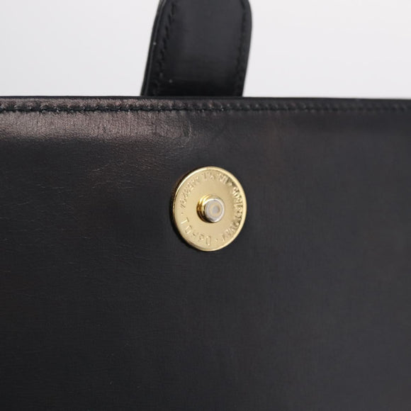 GUCCI Shoulder Bag Leather Black Gold Auth 211394V