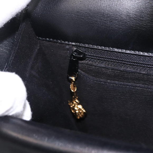 GUCCI Shoulder Bag Leather Black Gold Auth 211394V