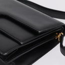 GUCCI Shoulder Bag Leather Black Gold Auth 211394V-5