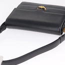 GUCCI Shoulder Bag Leather Black Gold Auth 211394V-8