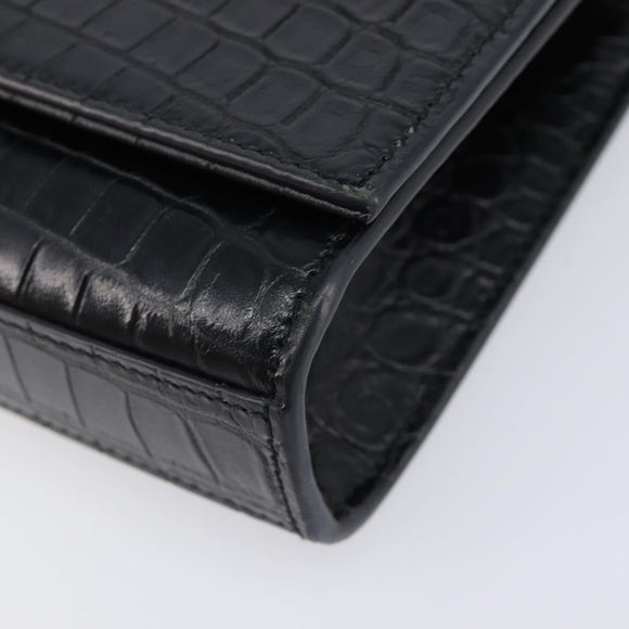 Saint Laurent Kate Chain Shoulder Bag Leather Black Silver Auth 211403M