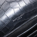 Saint Laurent Kate Chain Shoulder Bag Leather Black Silver Auth 211403M-17