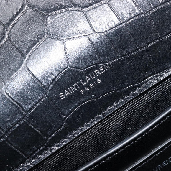 Saint Laurent Kate Chain Shoulder Bag Leather Black Silver Auth 211403M