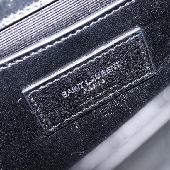 Saint Laurent Kate Chain Shoulder Bag Leather Black Silver Auth 211403M