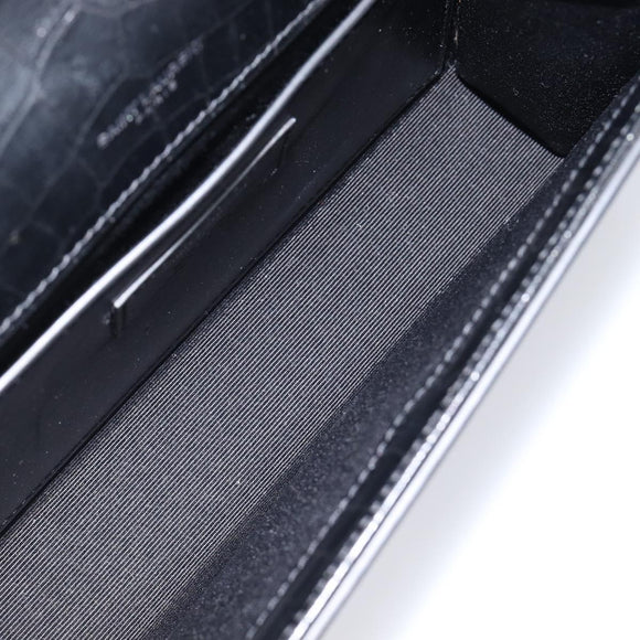 Saint Laurent Kate Chain Shoulder Bag Leather Black Silver Auth 211403M