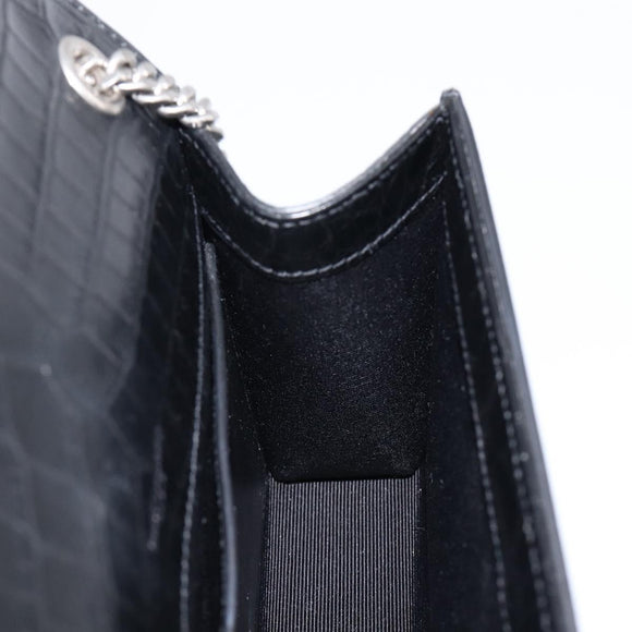 Saint Laurent Kate Chain Shoulder Bag Leather Black Silver Auth 211403M