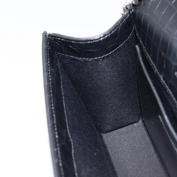 Saint Laurent Kate Chain Shoulder Bag Leather Black Silver Auth 211403M