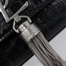 Saint Laurent Kate Chain Shoulder Bag Leather Black Silver Auth 211403M-24