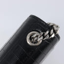 Saint Laurent Kate Chain Shoulder Bag Leather Black Silver Auth 211403M-26