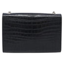 Saint Laurent Kate Chain Shoulder Bag Leather Black Silver Auth 211403M-3