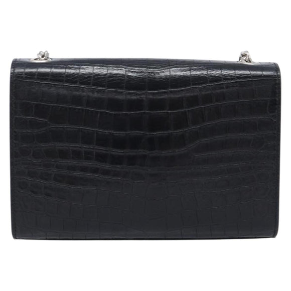 Saint Laurent Kate Chain Shoulder Bag Leather Black Silver Auth 211403M