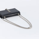 Saint Laurent Kate Chain Shoulder Bag Leather Black Silver Auth 211403M-7