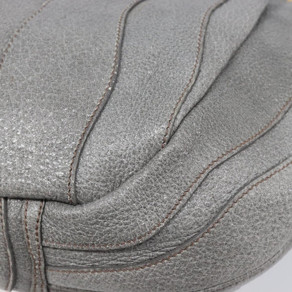 PRADA Hand Bag Leather 2way Gray Gold Auth 211404V