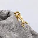 PRADA Hand Bag Leather 2way Gray Gold Auth 211404V-16