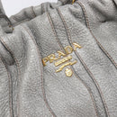 PRADA Hand Bag Leather 2way Gray Gold Auth 211404V-17