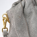 PRADA Hand Bag Leather 2way Gray Gold Auth 211404V-18