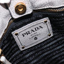 PRADA Hand Bag Leather 2way Gray Gold Auth 211404V-20