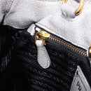 PRADA Hand Bag Leather 2way Gray Gold Auth 211404V-24