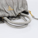 PRADA Hand Bag Leather 2way Gray Gold Auth 211404V-7