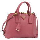 PRADA Hand Bag Saffiano leather 2way Pink Gold Auth 211405V-1