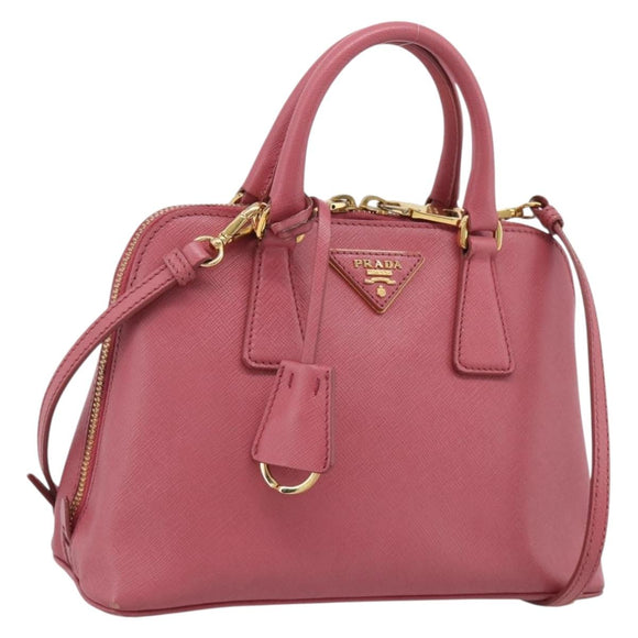 PRADA Hand Bag Saffiano leather 2way Pink Gold Auth 211405V