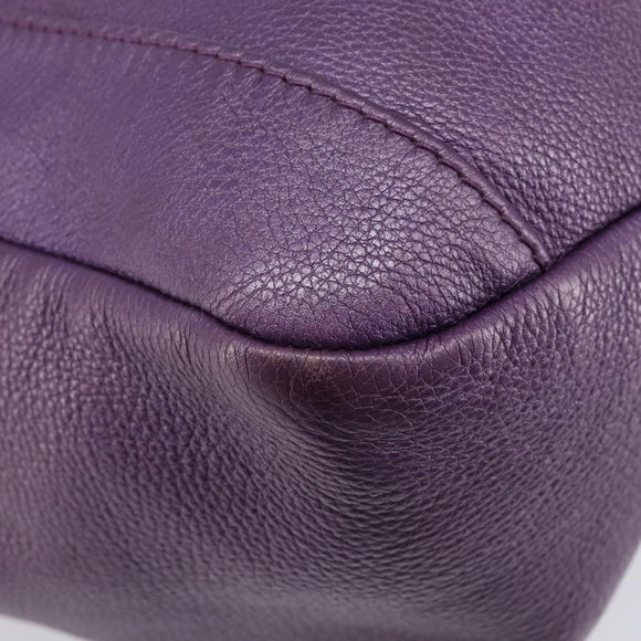 GUCCI Tote Bag Leather Purple Gold 257051 Auth 211407V