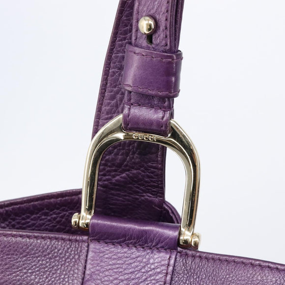 GUCCI Tote Bag Leather Purple Gold 257051 Auth 211407V