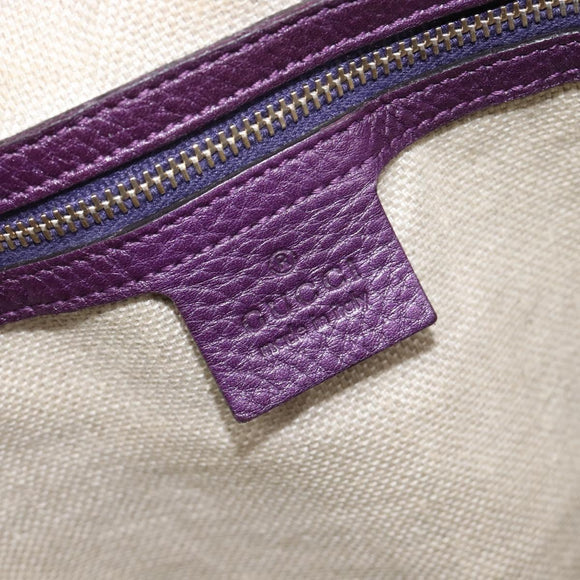 GUCCI Tote Bag Leather Purple Gold 257051 Auth 211407V