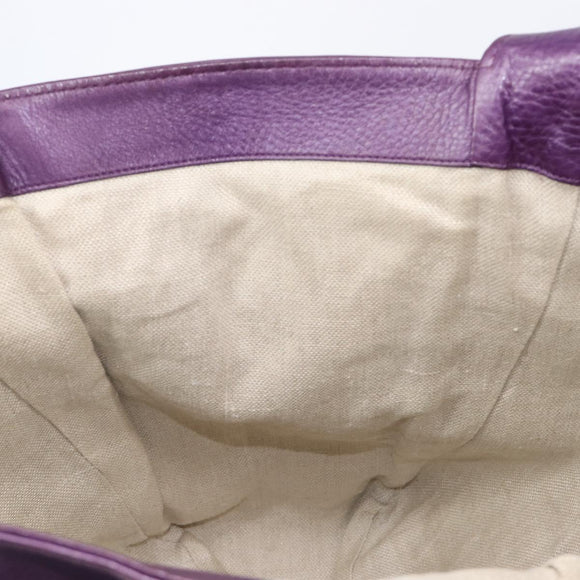 GUCCI Tote Bag Leather Purple Gold 257051 Auth 211407V