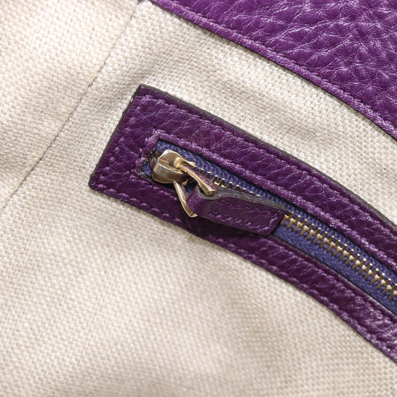 GUCCI Tote Bag Leather Purple Gold 257051 Auth 211407V