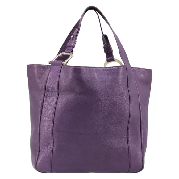 GUCCI Tote Bag Leather Purple Gold 257051 Auth 211407V