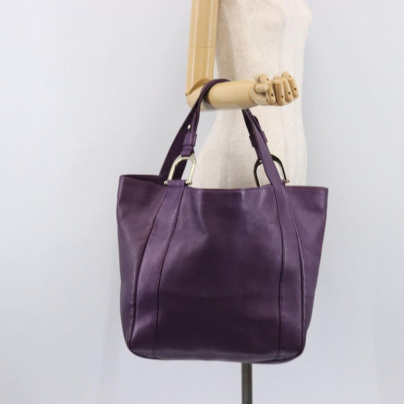 GUCCI Tote Bag Leather Purple Gold 257051 Auth 211407V